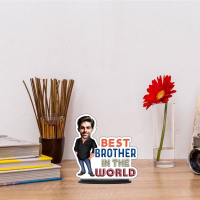 Personalized Caricature Photo Frame Best Gift For Birthday Gift for Brother, Sister Character Caricature Photo Frame Unique Design Gift for Raksha Bandhan (Best Brother In The World)